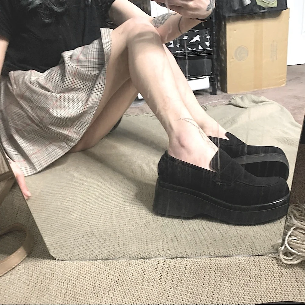 Y2K Black Steve Madden Chunky Platform Dark Academia Shoes